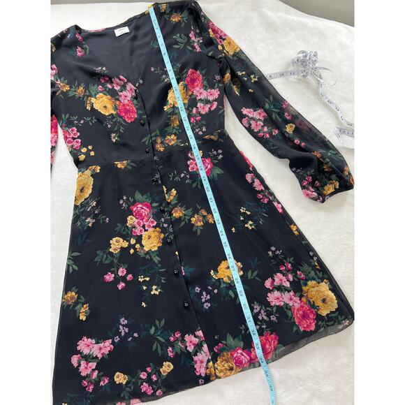 Aritzia Wilfred Nazaire Button Front Long Sleeve Black Floral Frenzy Dress - Picture 10 of 10